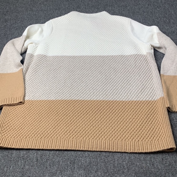 Talbots Women's Color Block Turtleneck Sweater - White, Beige, Tan - Picture 5 of 5